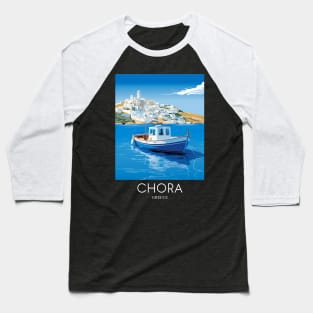 A Pop Art Travel Print of Chora Andros Island - Greece Baseball T-Shirt